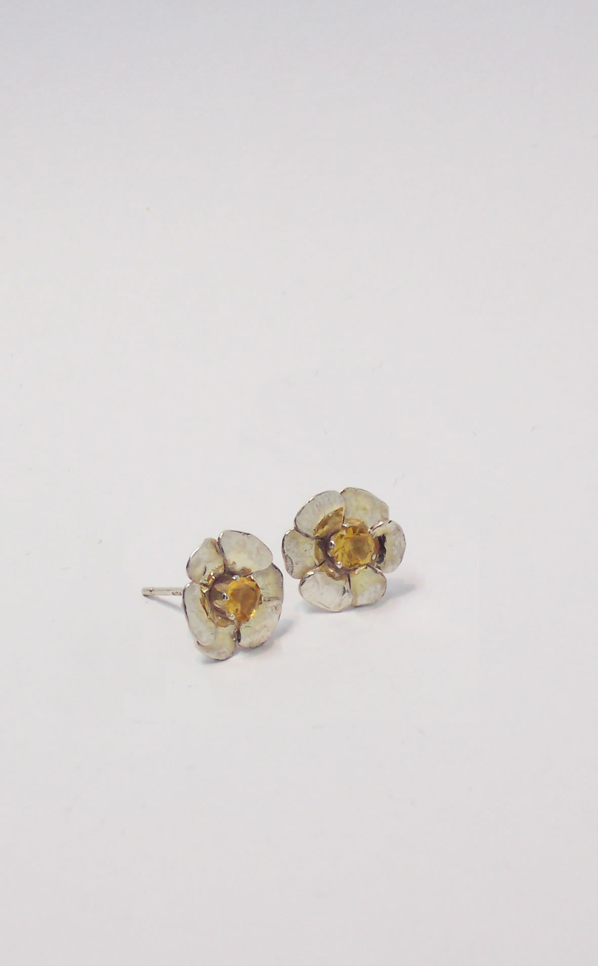 Silver and Citrine Stud Earrings 